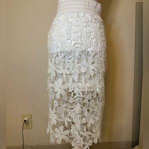 Lace Midi Pencil Skirt